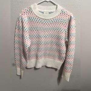 St. John's Bay White Multicolor Crew‎ Neck Sweater